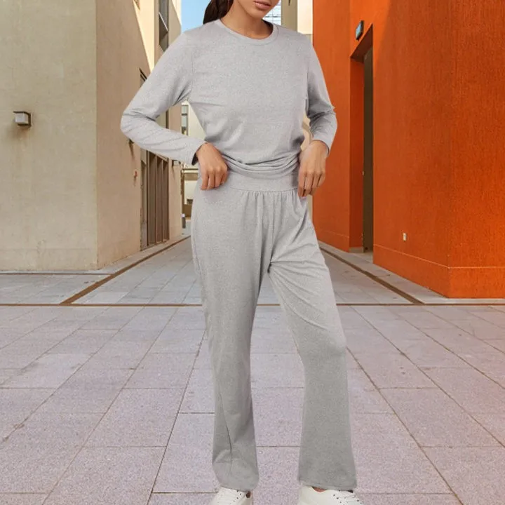 Y2k Casual Tracksuit Women Yoga Two Piece Set Slim Fit Long Sleeve T Shirts Crop Top Flare Pants Streetwear Chic Female Outfits