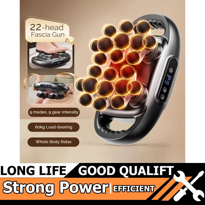 

Горячий пистолет для фасции с 22 головками, высокочастотный вибрационный массажный пистолет для тела, массажер для спины и талии, инструменты для массажа мышц шеи, плеч