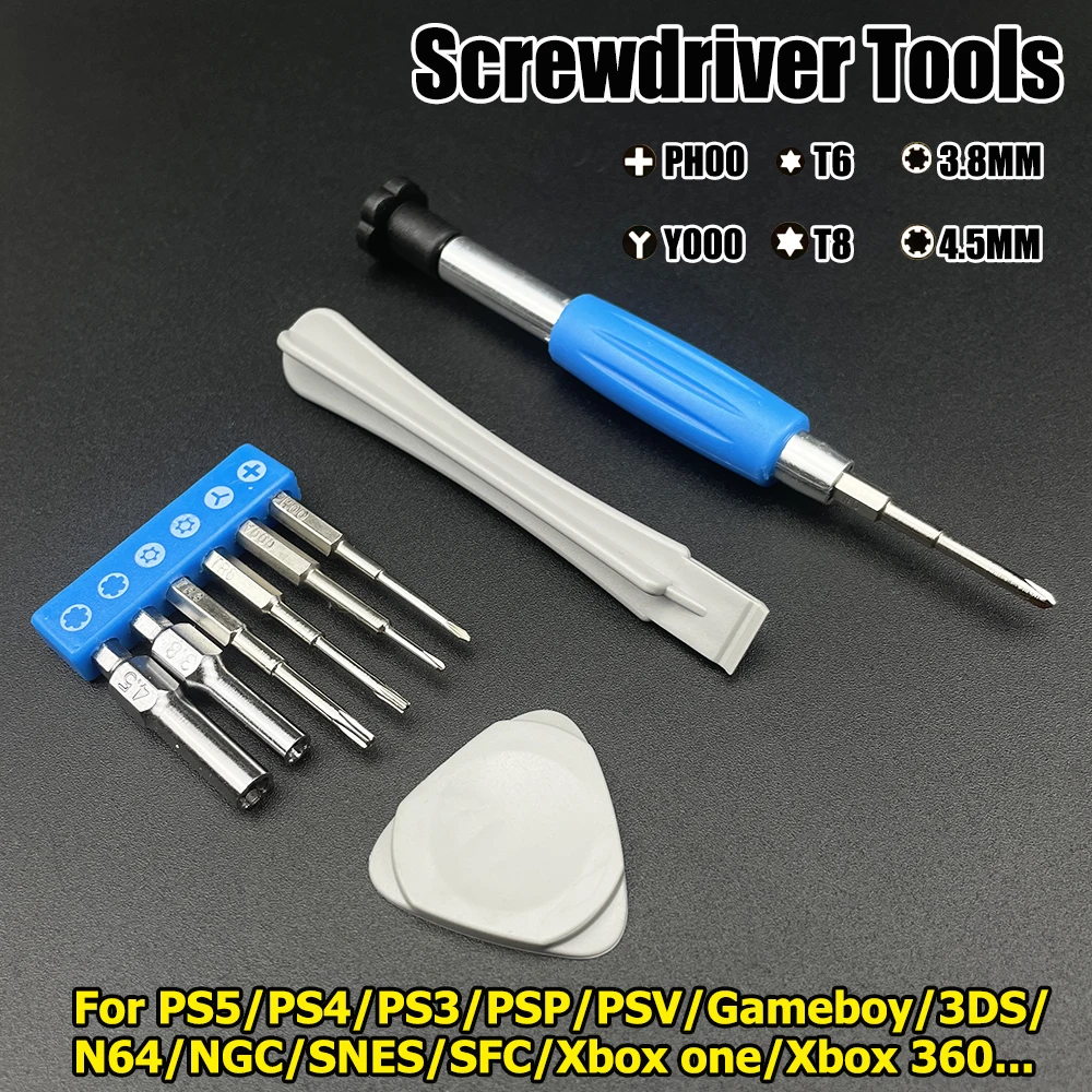 Screwdriver Set Disassembly Opening Tool Kit Repair Parts 3.8mm 4.5mm T6 T8 For Switch GBA SP New 3DS XL PSP NGC Game Console