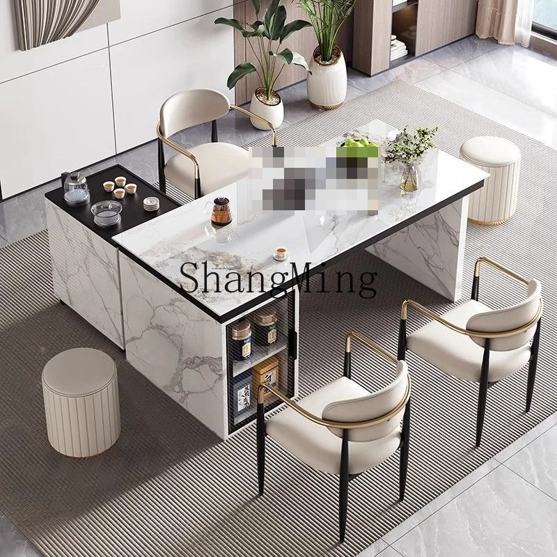 

FG rock slab tea table modern light luxury household small tea table balcony office tea table and chair combination
