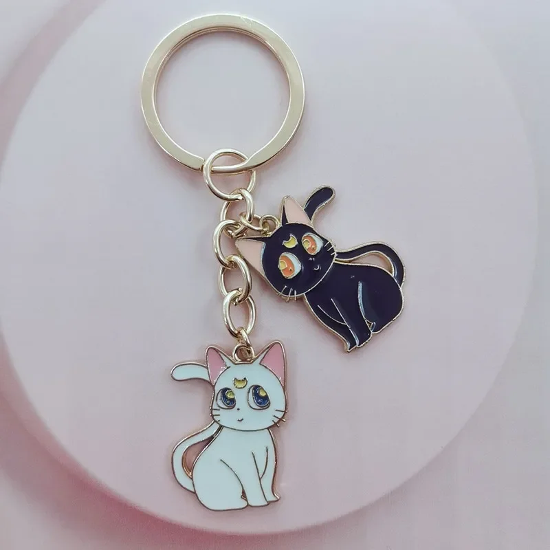 Sailor Keychain Moon Sweet Cat Girl Car Metal Key Chain Creative Cartoon Cute Couple Gift Bag Pendant Women Metal Charm Key Ring