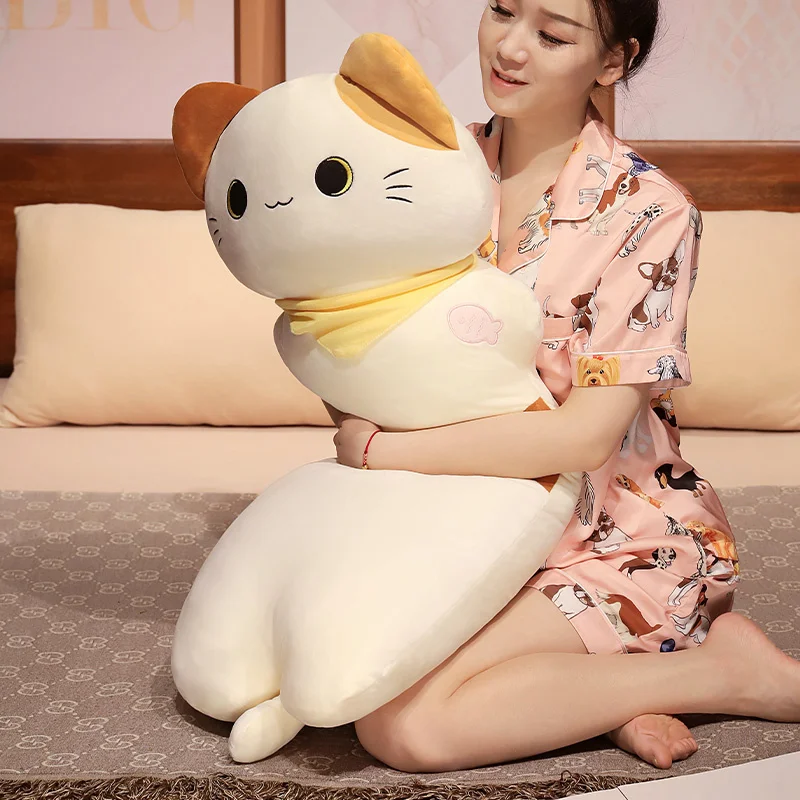 70~130cm Cartoon Cats Long Pillow Stuffed Soft Cartoon Animal Bolster Plushie Sleeping Leg Support Cushion Peluche Birthday Gift