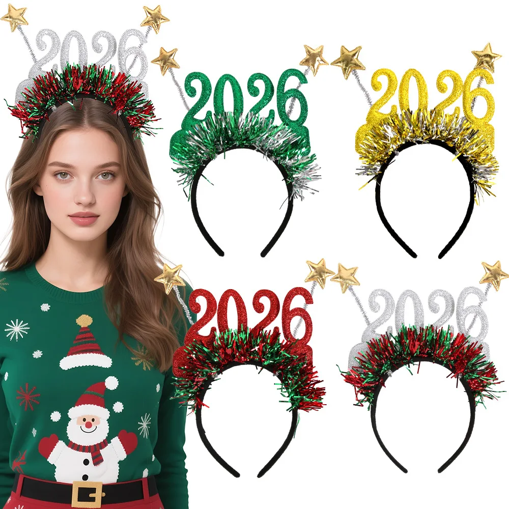 

New Christmas Headband Creative New Year's Eve Digital Headband New Year Party Decoration Star Colorful Strip Head Buckle