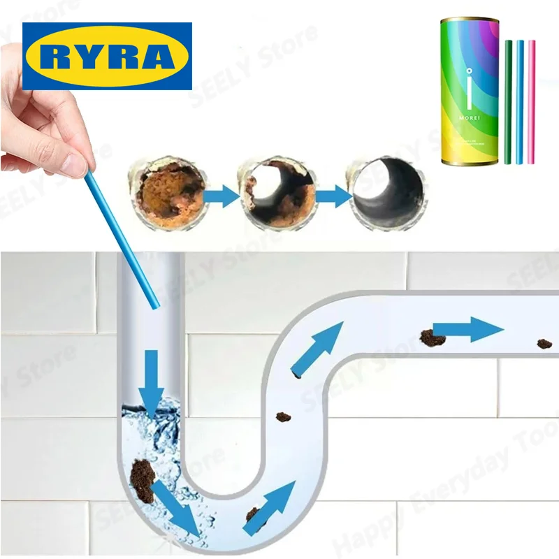 14pcs Household Cleaneer Sticks For Kitchen Bathroom Sink Sewer Remove Oil Pollution Toilet Bathtub Pipe Cleaning Drain Cleaner