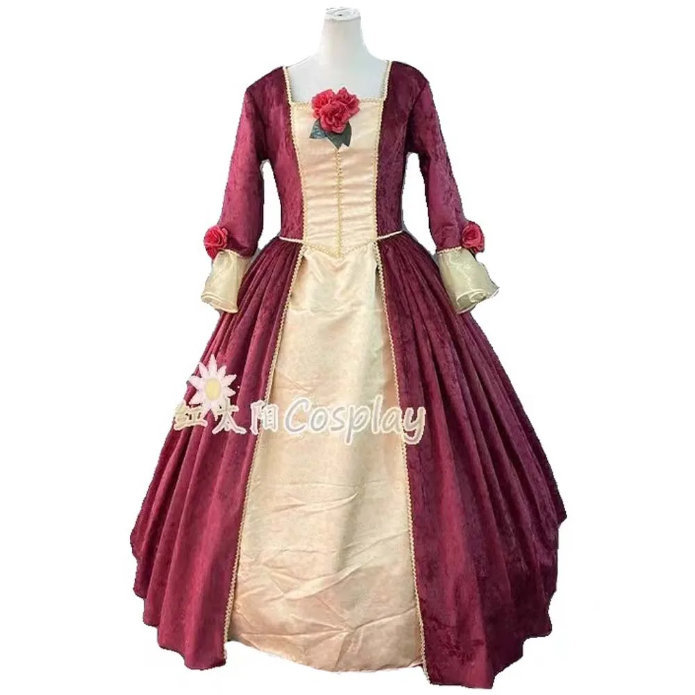 2024 New style Custom-Made Red Belle Princess Costume Belle Gorgeous Cosplay Costume For Women Gilrs Halloween Party