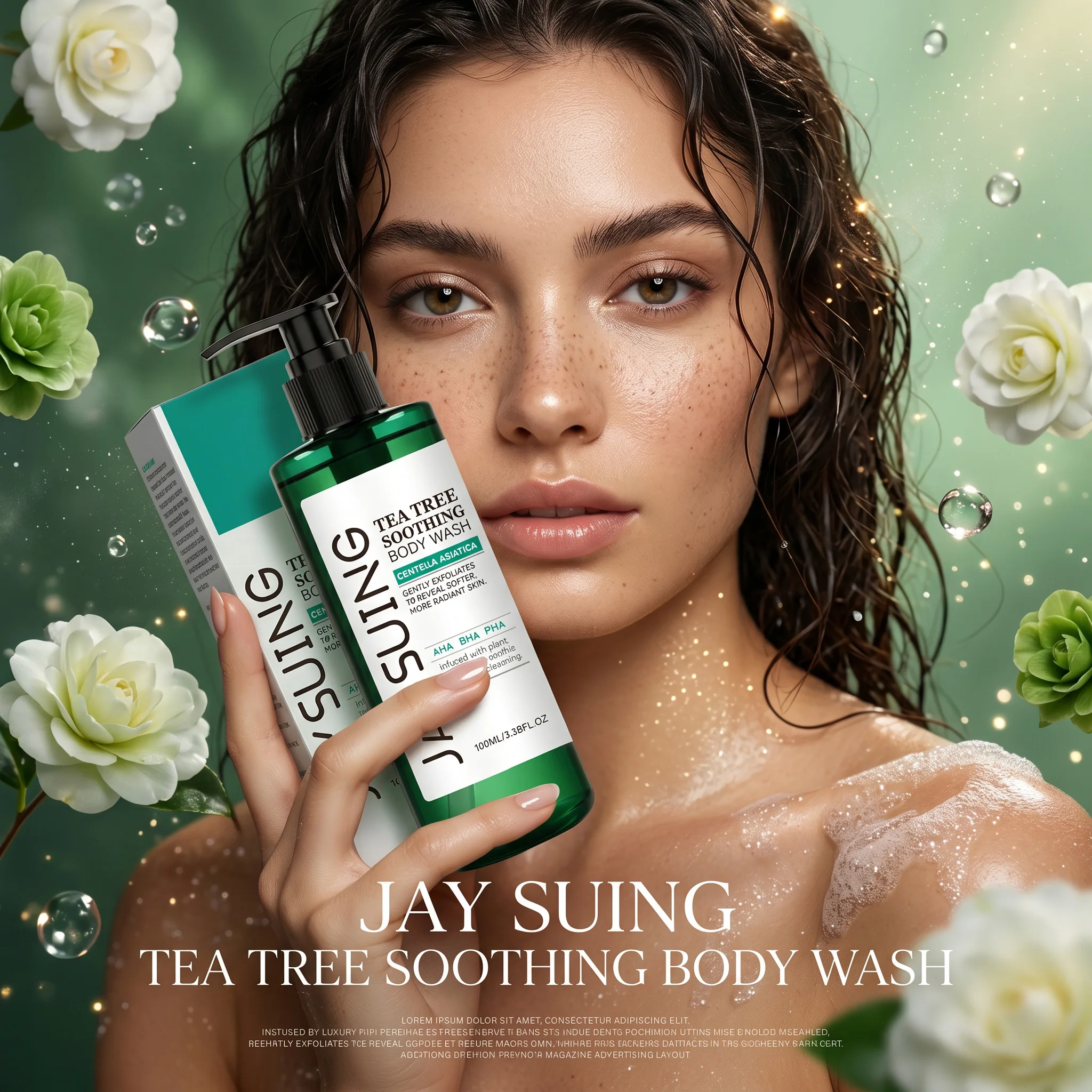 

Jaysuing Tea Tree Soothing Body Wash Deep Cleanses Dirt Skin Exfoliating Oil Control Refreshing Odor Remover Centella Shower Gel
