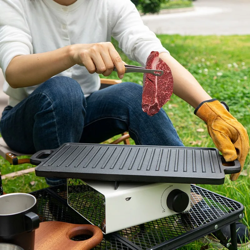 Outdoor Camping Barbecue Plate Korean Barbecue Plate Double-sided Teppanyaki Fried Steak Gas Induction Cooker Baking Tray