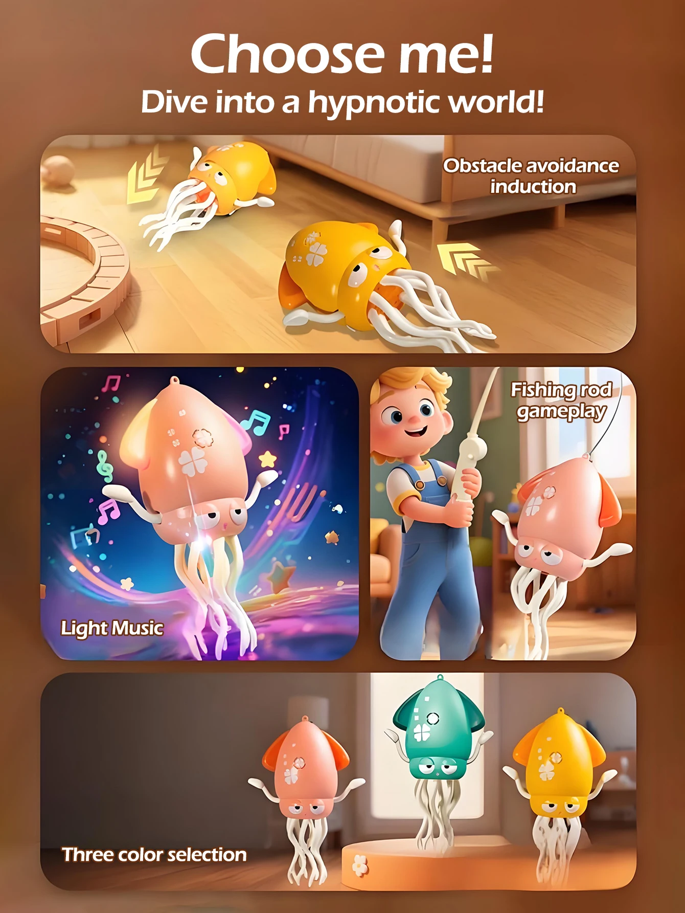 Elektronisch huisdier met muziek Speelgoed Opladen Ontsnapping Krab Dansen Octopus Auto-sensing Functie Kruipen Vermijd obstakels kindercadeaus