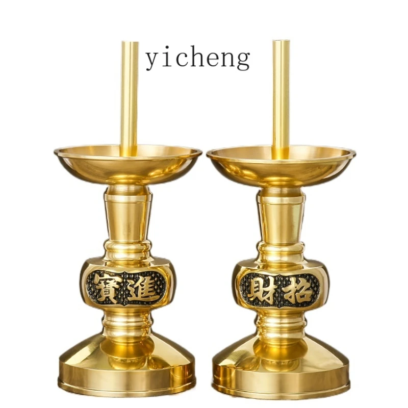 

ZK Candlestick Candle Base Copper Candlestick Pure Household Joss Sticks Copper Altar