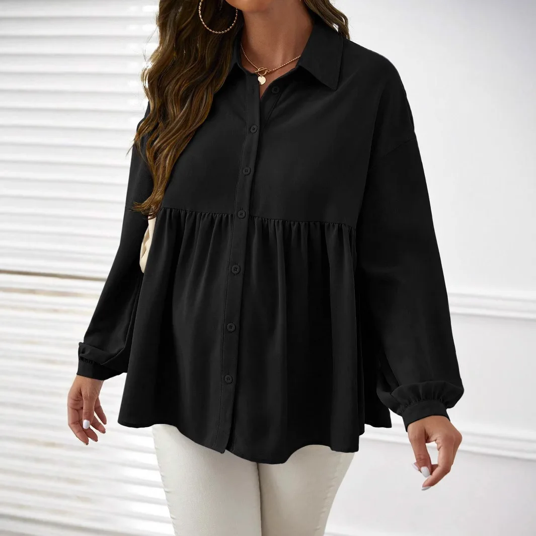 Maternity Clothes Dress for Pregnant Women Clothing Dresses Photoshoot Spring Fashion Shirt Long Sleeve Lapel Ruffled Blouse