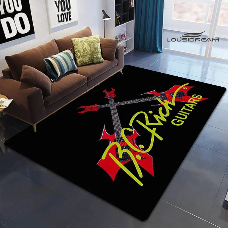 B.C.rich guitar logo printed carpet Living room bedroom non -slip carpet Yoga mat Outdoor carpet kawaii rug birthday gift