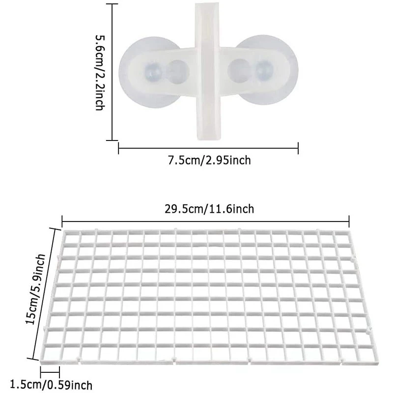 Divisor de 20 piezas para acuario, rejillas de filtro divisorias para pecera, bandeja de separación, tablero de aislamiento, con 20 Clips de ventosa