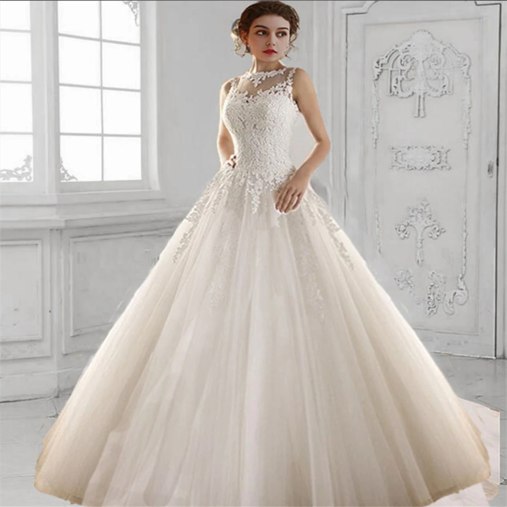 

ZJ9036 Customized Lace Up Back White Ivory Gown Croset Wedding Dresses 2026 For Bride Plus Size Maxi Vintage Size 2-26W