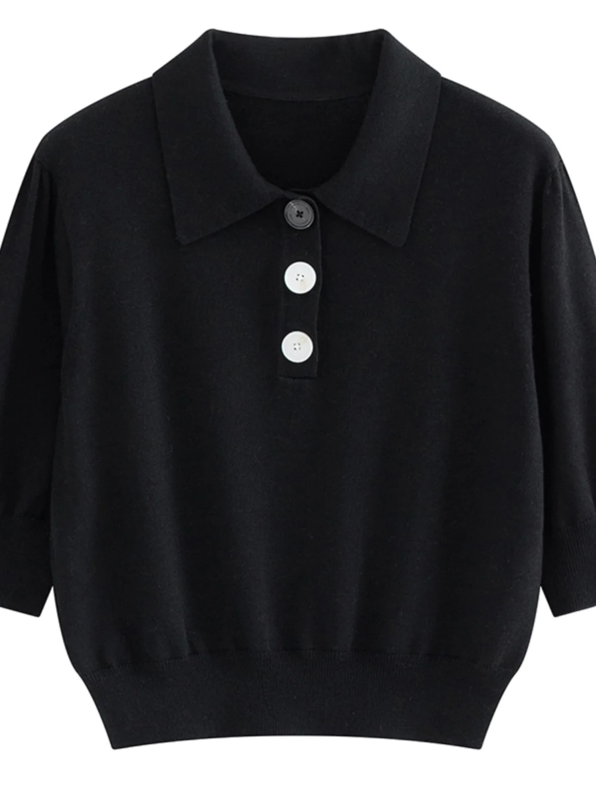 

Bla Sl Ne ort Sve Woolen Knitted Top Women's Slim Fit Bubble Sve Commute Sle Faion PSEUDORANDOM EN...