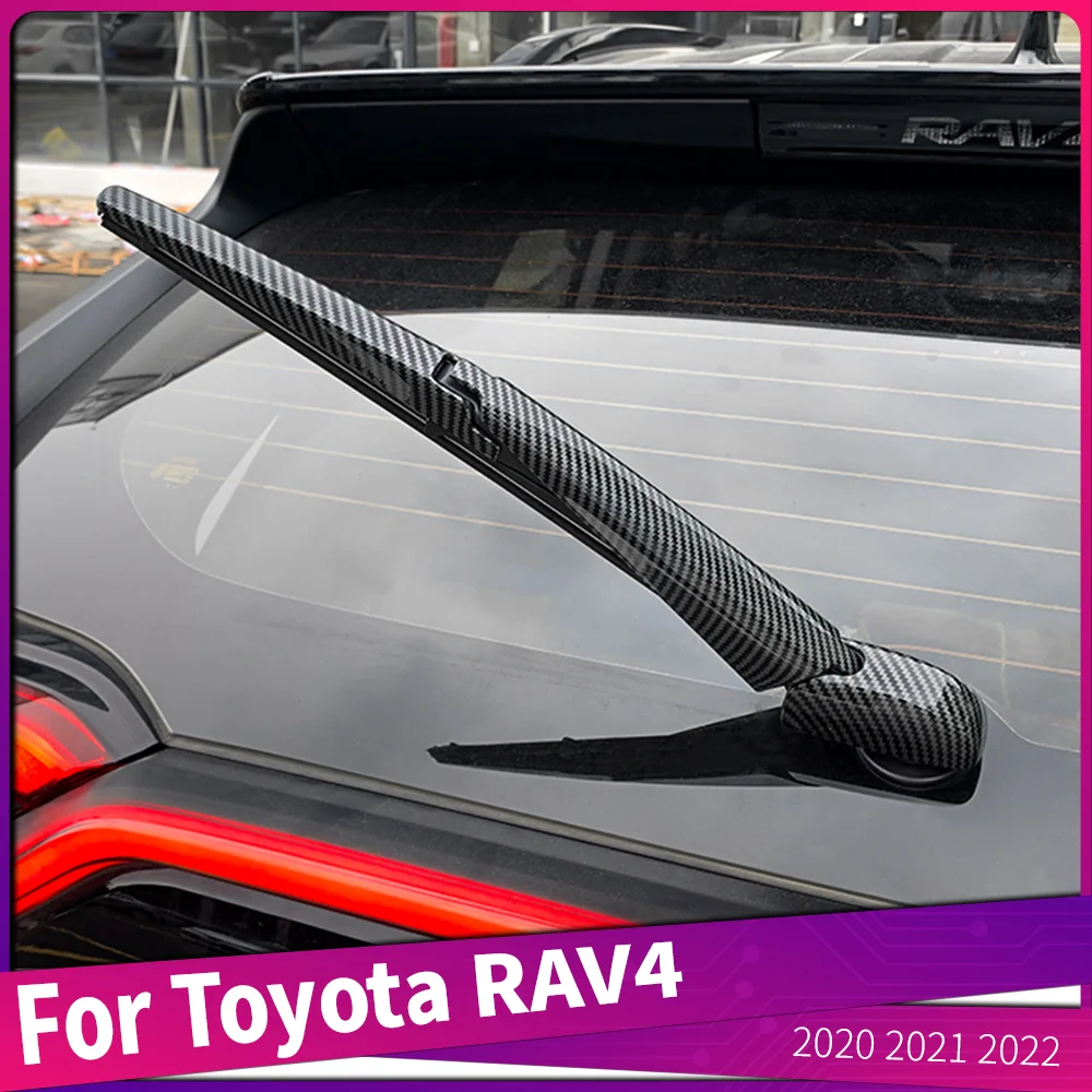 Fit For Toyota RAV4 2020 2021 2022 ABS Cabon Fiber Style Rear Windscreen Wiper Trims Cover Frame Sticker