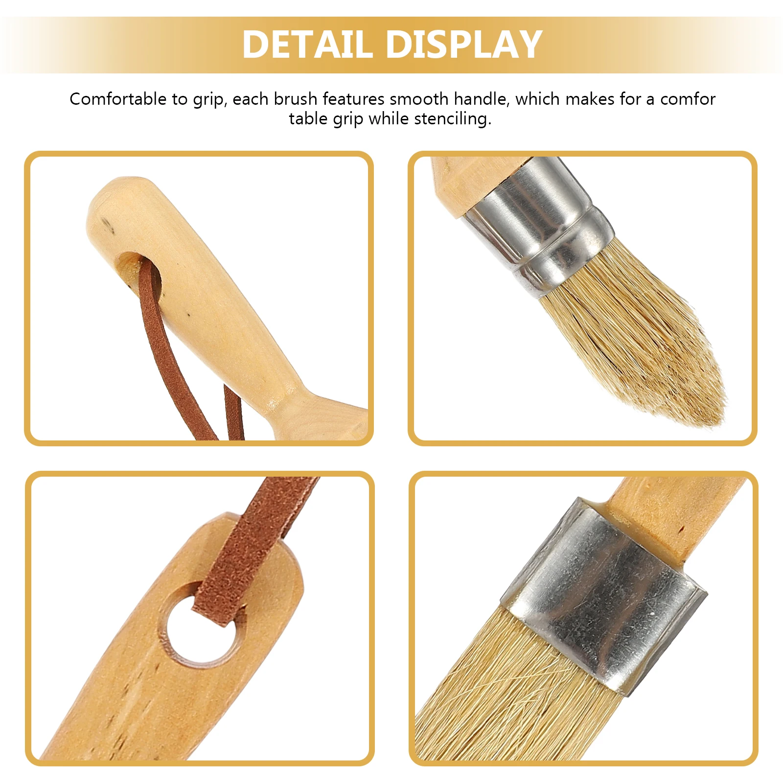 

3Pcs Wooden Bristle Paint Brush Set Natural Hair Ergonomic Handle for Chalk Milk Latex Paint Furniture Wax Glazes