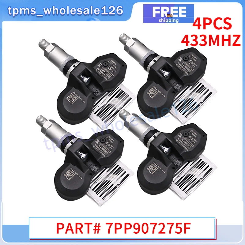 7PP 907275 F 4F 0907275 B TPMS 433MHZ لأودي A4 A6 A8 Q7 بورش 911 بوكستر كايين فولكس فاجن طوارق مستشعر ضغط الإطارات 4 قطعة