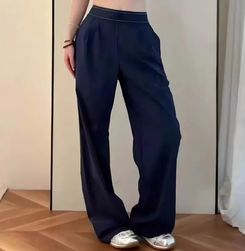 Sommerliche High-Waist Straight Leg Wide Leg Yoga-Sporthose für Damen – Bequeme, atmungsaktive Outdoor-Freizeithose – Detail 8
