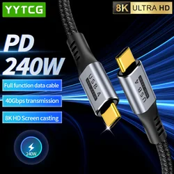 PD Fast Charging Cable 240W USB4 Cable 8K@60Hz 40Gbps Type-c Data Video Cord For Samsung Huawei Xiaomi Macbook Pro iPad