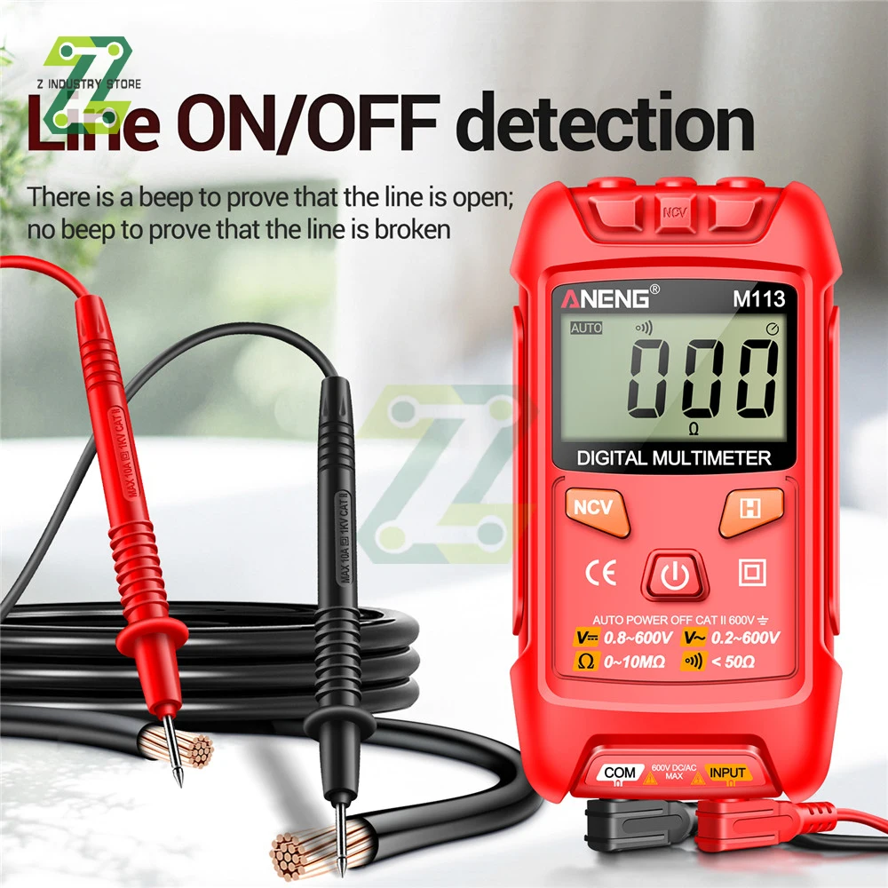 Imagem -03 - Aneng M113 1999 Conta Mini Multímetro Digital Inteligente ac dc Tensão Medidor Ohm Ncv Eletricidade Ferramentas Instrumentos de Medição