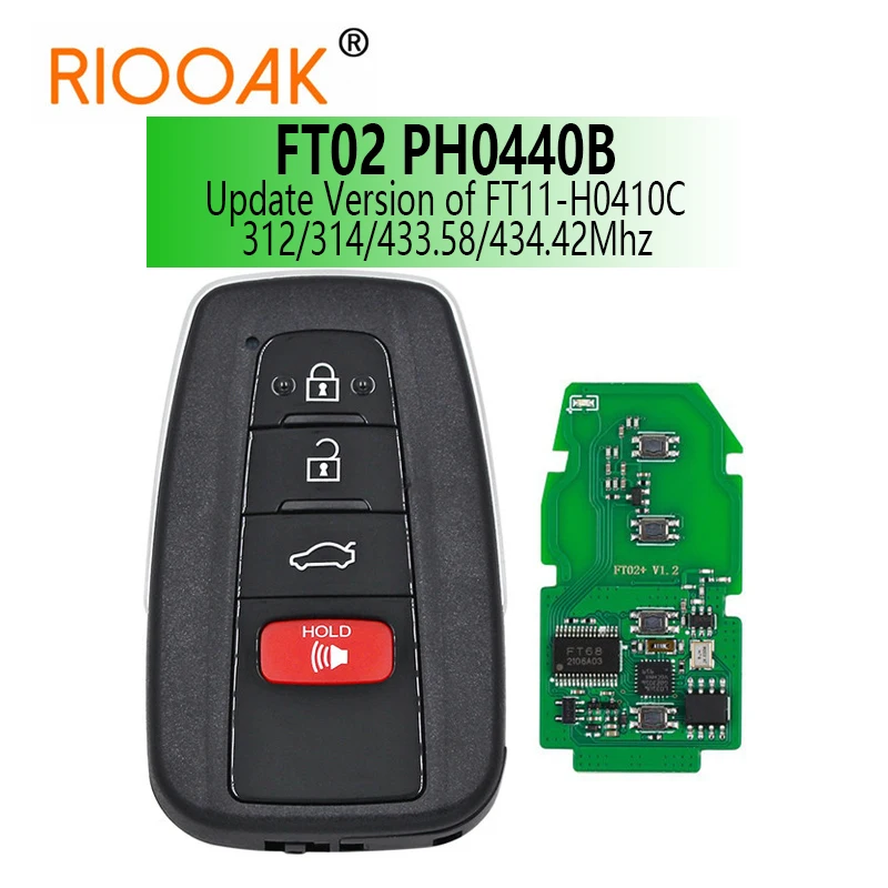 

Lonsdor 312/314/433.58/434.42Mhz FT02 PH0440B Update Version of FT11-H0410C For Toyota RAV4 Avalon Frequency Switchable 8A Chip