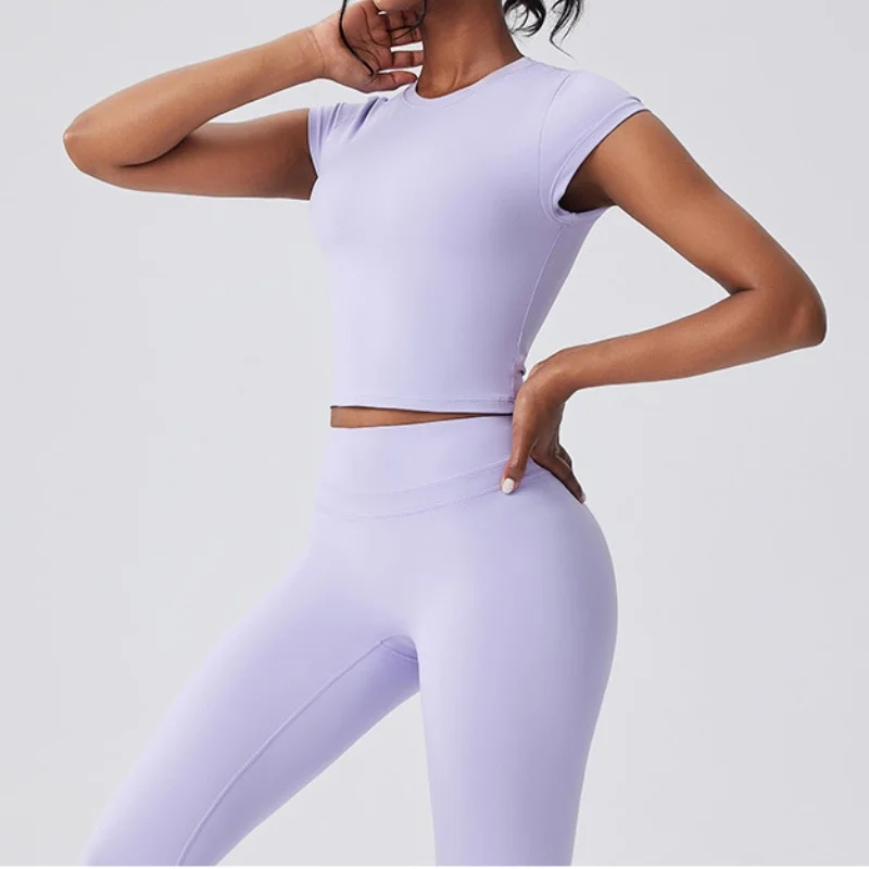 طحن اليوغا مجموعة الرياضة اللياقة البدنية عالية الخصر التجفيف السريع السراويل الرياضية تي شيرت الجري الصالة الرياضية السراويل طماق ملابس رياضية لليوجا للنساء