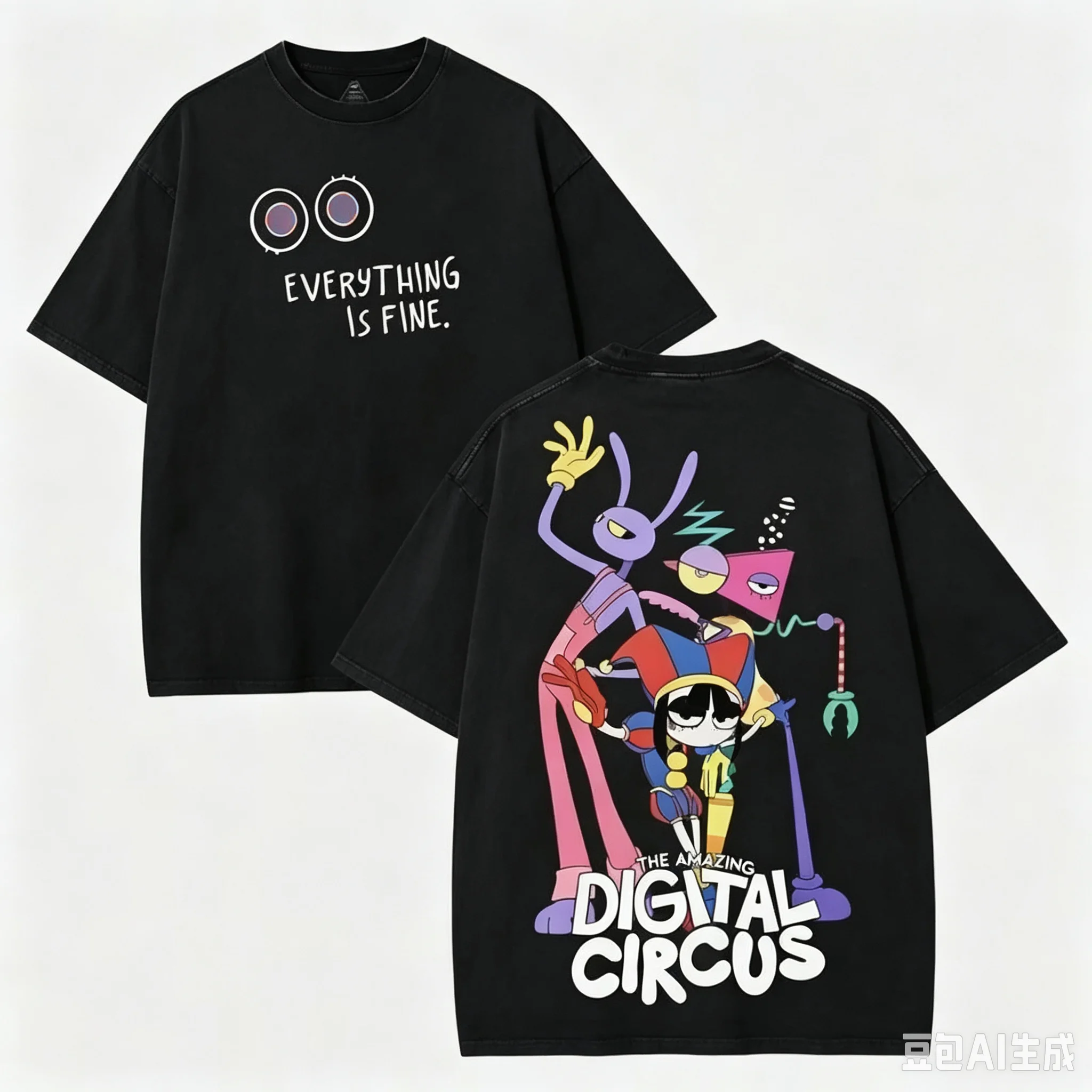 The Amazing Digital Circus Jax Washed T-shirt Men Women Summer 100 Cotton Clothing Cartoon Oversized Short Sleeve Top Streetwear