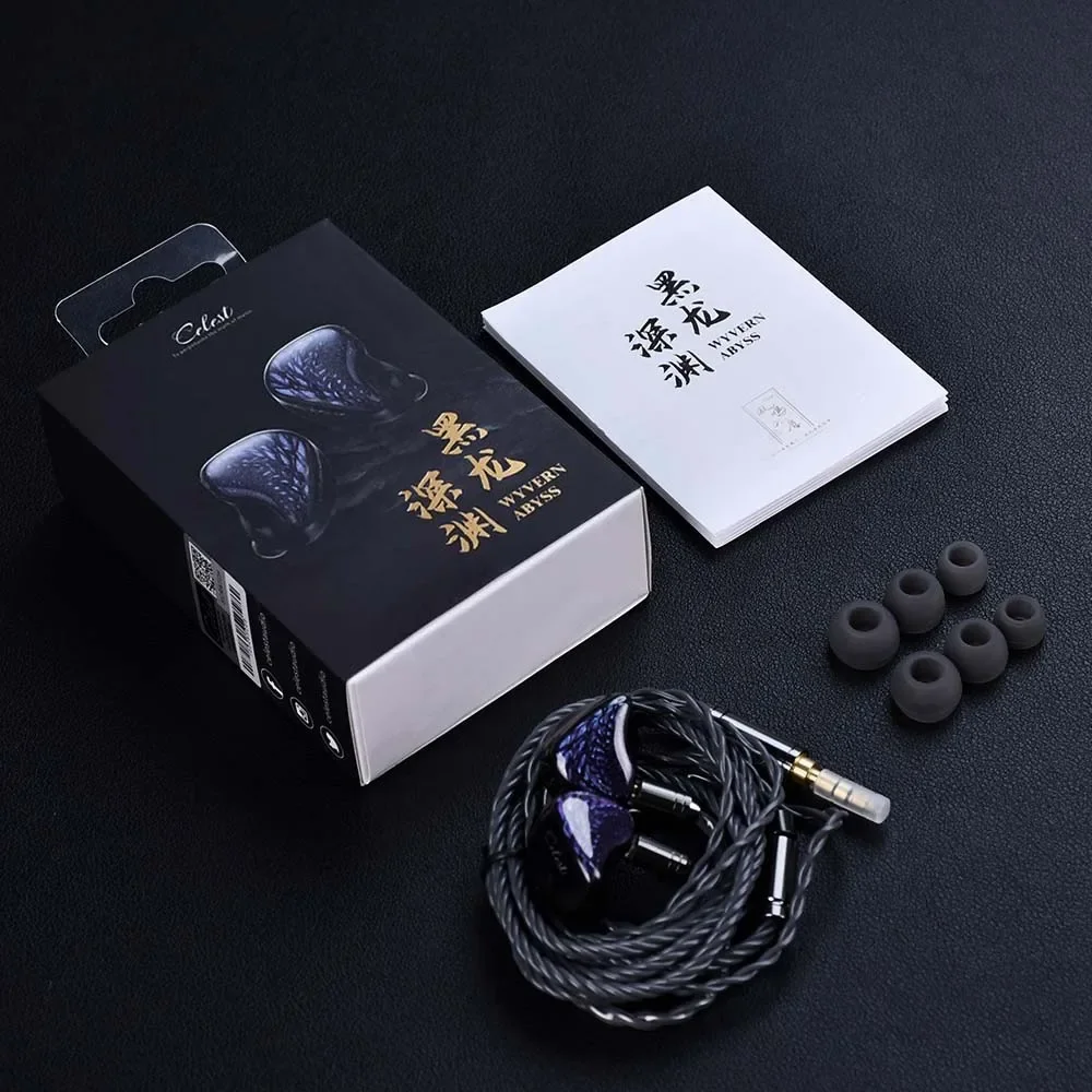 Kinera Celest Wyvern Black - Auriculares Intrauditivos con Diafragma LCP de 10 mm y Controlador Dinámico, Auriculares HiFi