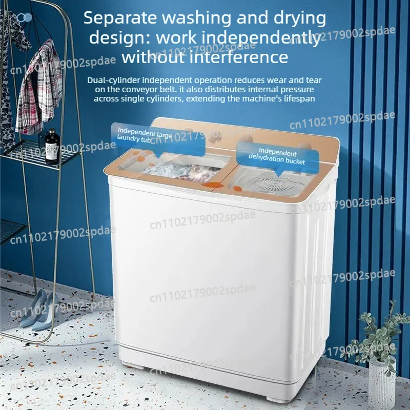 Semi-Automatic Twin Tub Washer Top Load Large Capacity for Home Rental Dorm Commercial Use