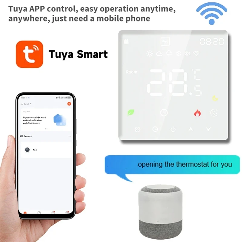 Termostato inteligente Tuya Wifi, Calefacción eléctrica por suelo radiante, TRV, caldera de Gas y agua, control remoto por voz y temperatura, fácil de instalar