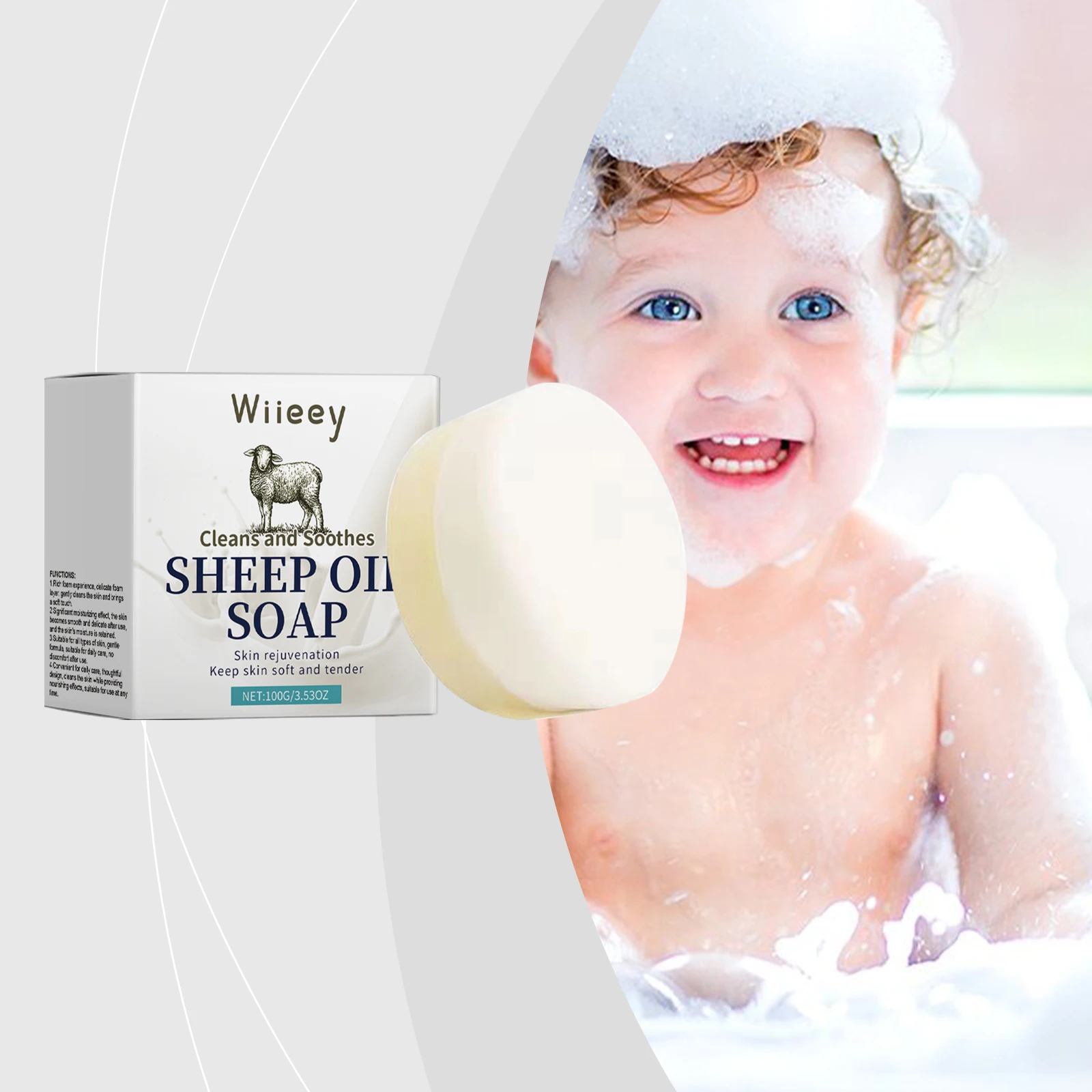 

Lanolin Moisturizing Soap - Gentle, Refreshing & Oil-Control Soap for Body Cleansing, Facial Cleansing and Bathing