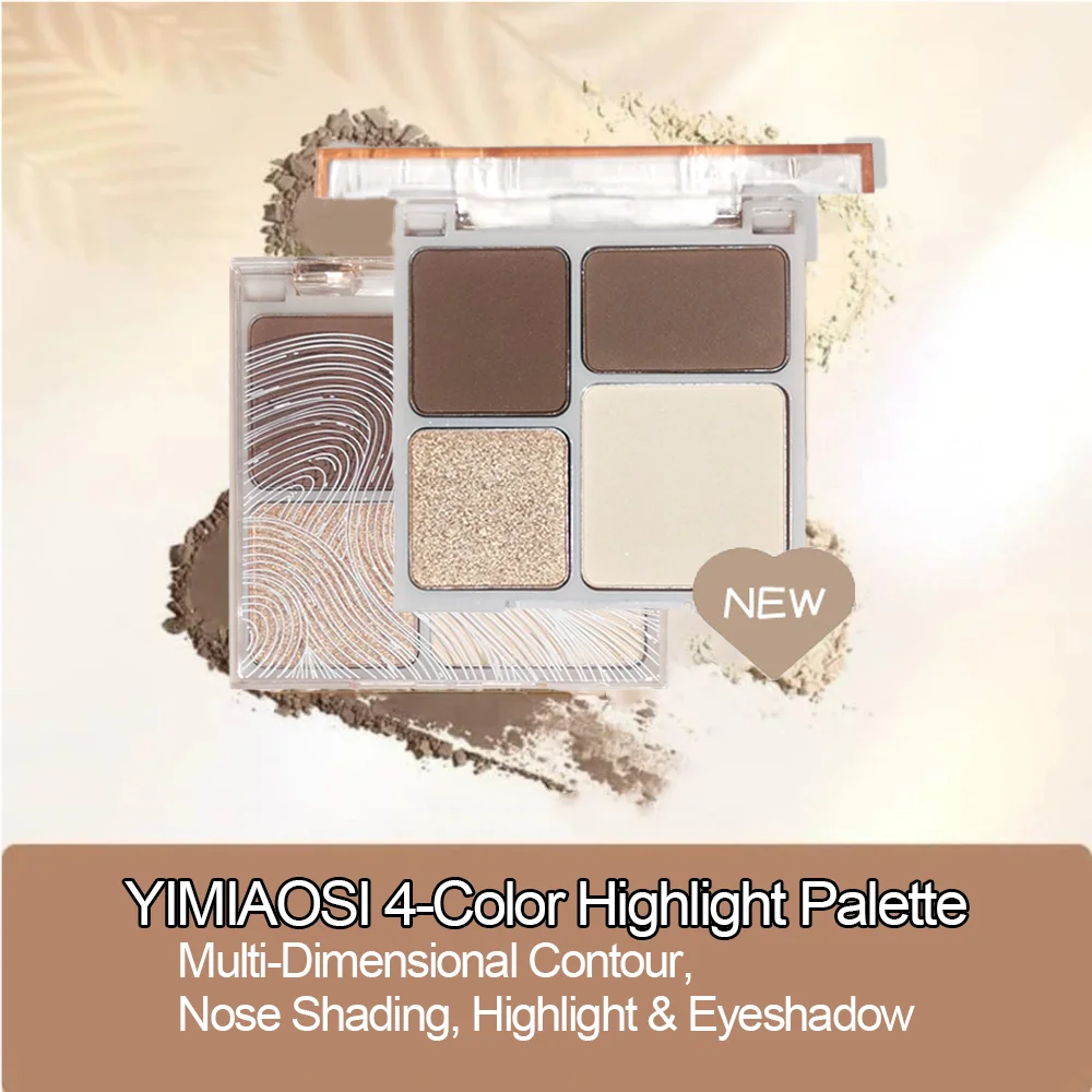 Highlight Contour Palette – 4-Color Glow & Conceal Multi-Look Makeup, Easy-Apply, Long-Lasting Waterproof for Xmas & Winter