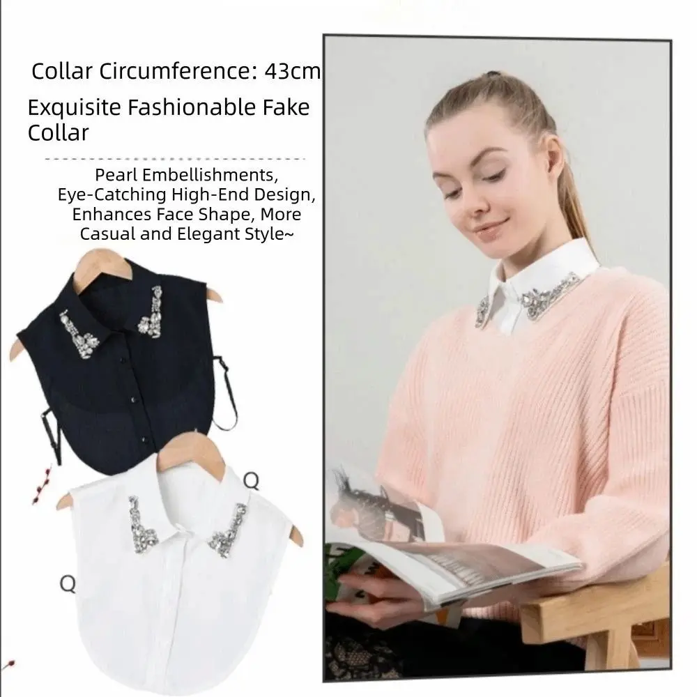 

Neckwear Accessory Korean Fashion Fake Collar Lace Rhinestones Detachable Collar Classic Elegant Shirt Collar Blouses Matching