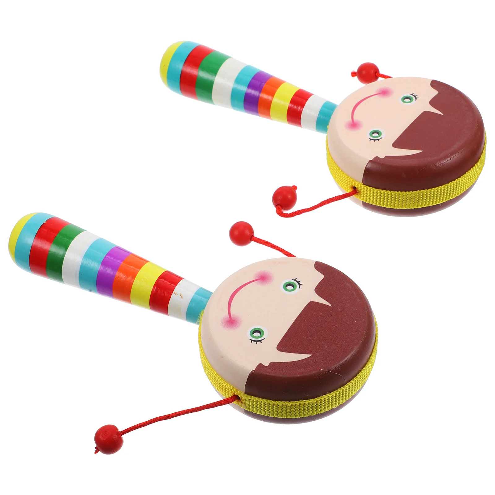 2 個の木製ガラガラ赤ちゃん手持ちシェイクミュージカル軽量安全子供の発達感覚学習ギフト