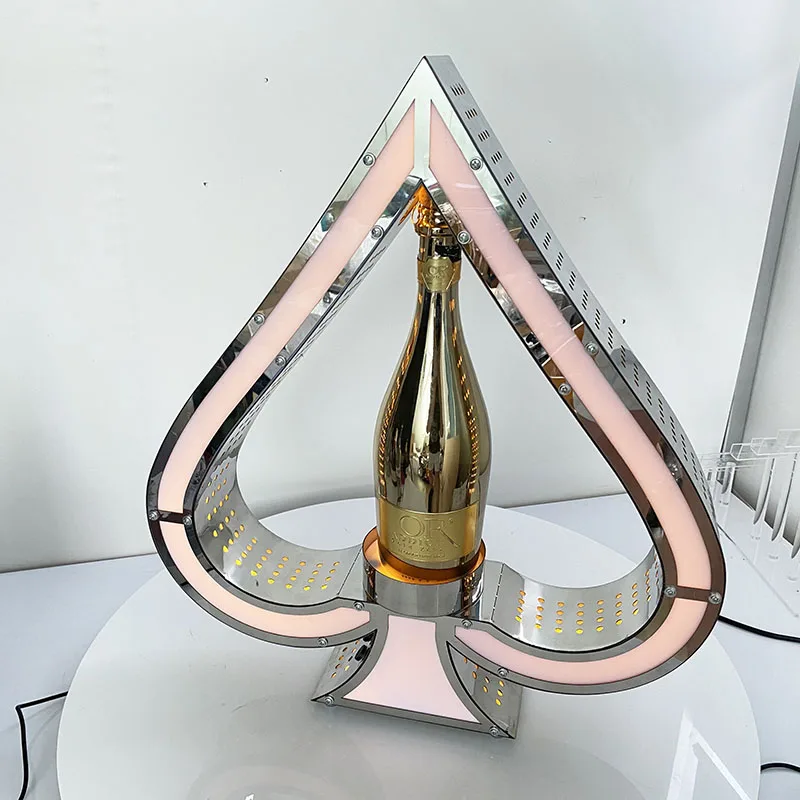 Factory Direct LED Ace of Spade Bottle Presenter Wine Display Racks with Bar Nightclub