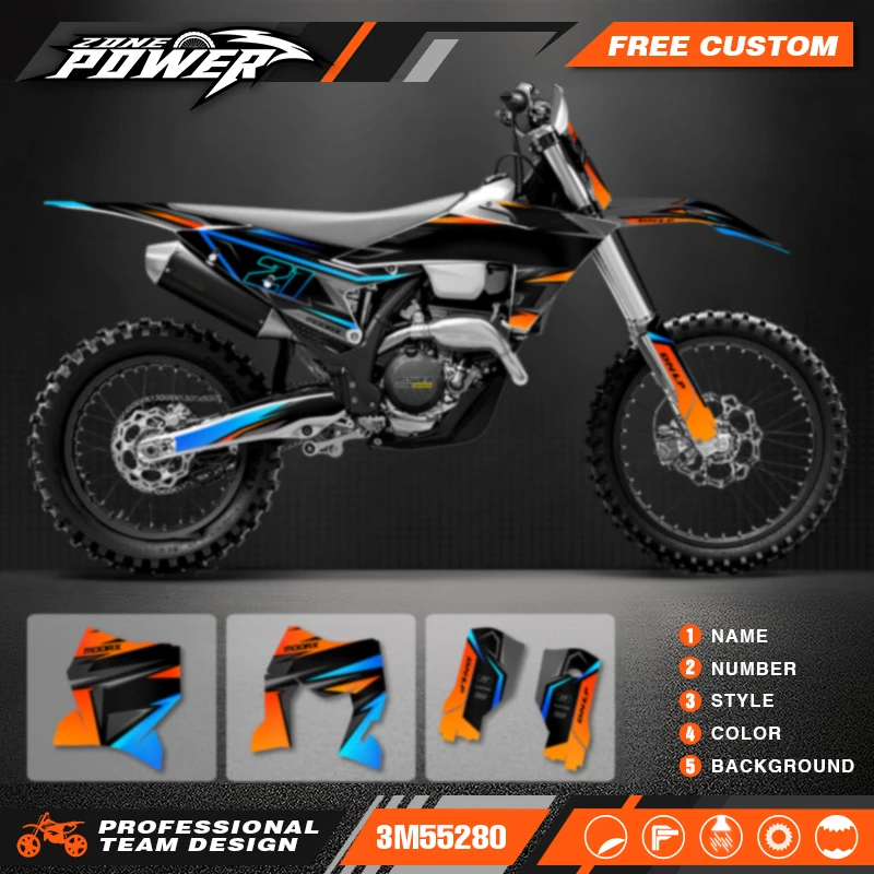 

Powerzone Custom Team Graphics Backgrounds Decals Stickers Kits for KTM EXC EXC-F XCW 2024 2025 2026 SX SXF 2023 2024 2025 46