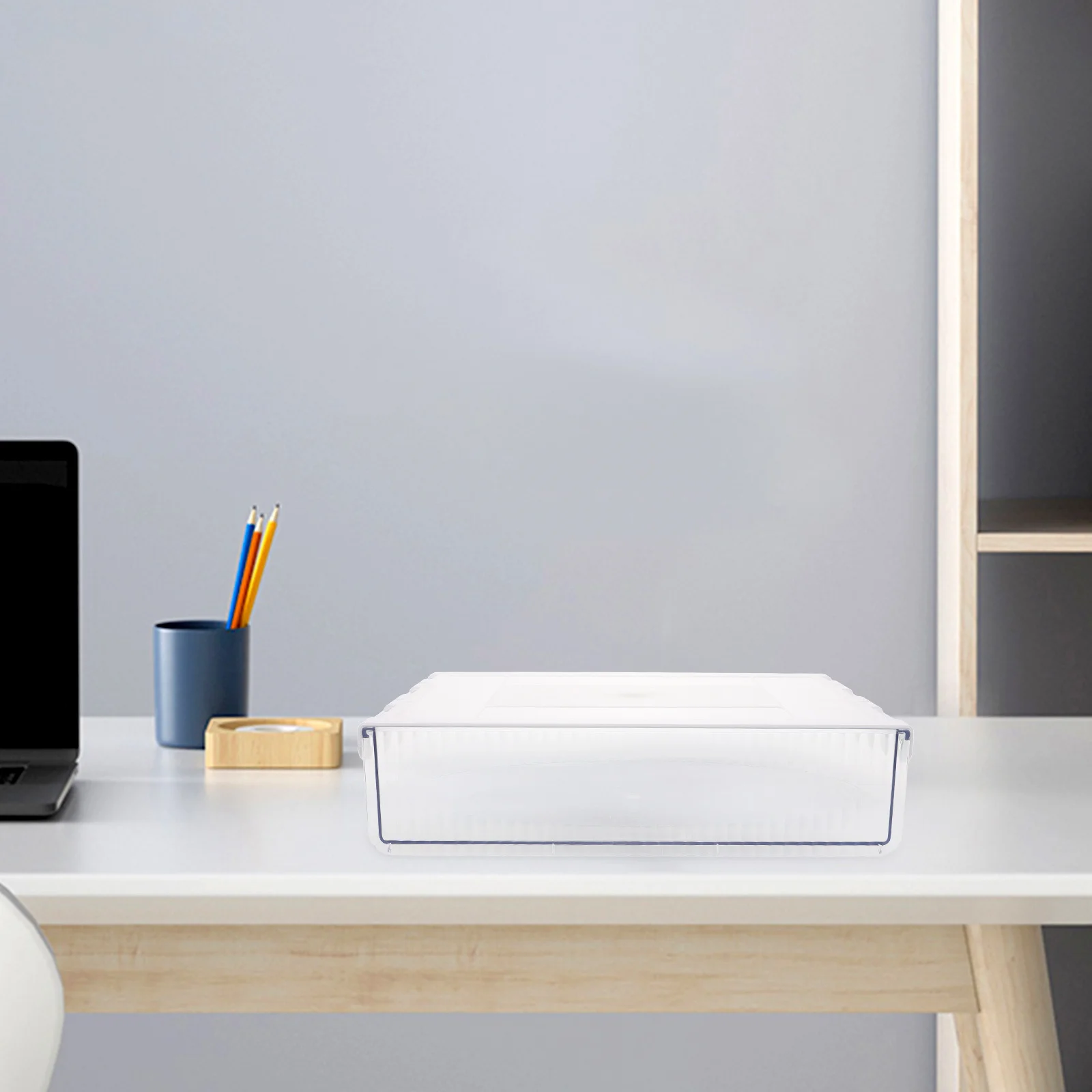 

Under Desk Drawer Storage Organizer Plastic Large Capacity Hidden Drawer for Office Desktop Stationery and Makeup