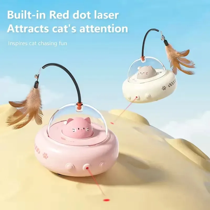 

1PCS Smart Ufo Cat Toy with Rotating Feather Automatic Fun Play for Self-happiness Indoor Cats Kitten Training pet Toy