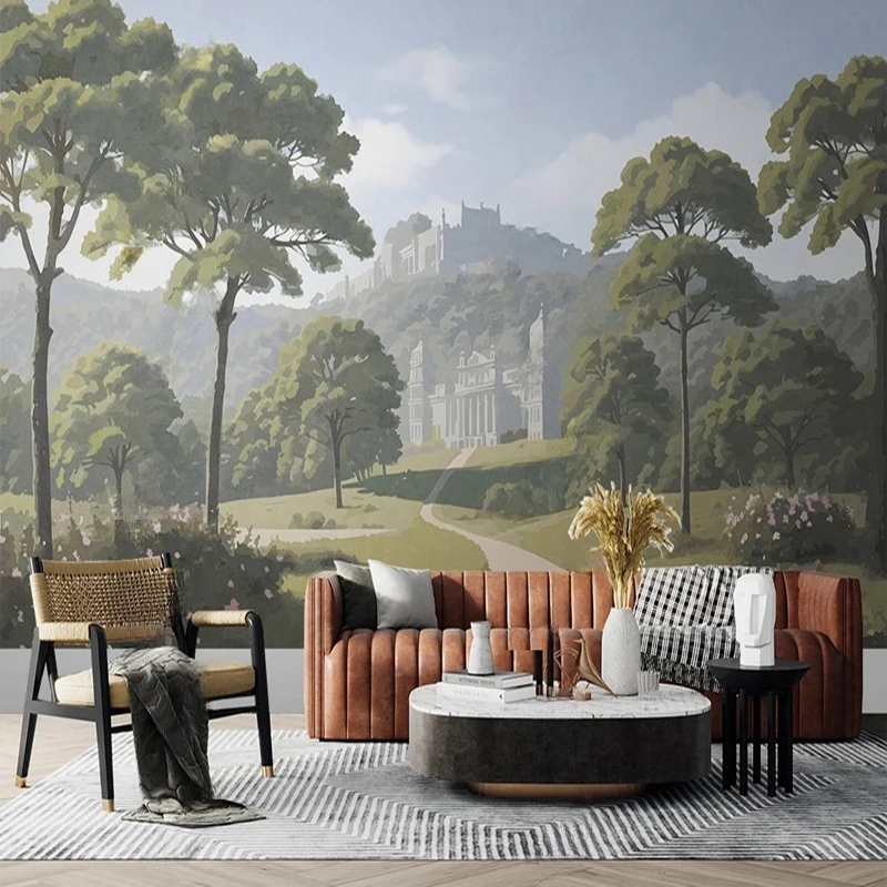 Chinese Landscape Wall Art Custom Mural Waterfall Tree Wallpapers Home Interior Wall Decor Background for Living Room Office