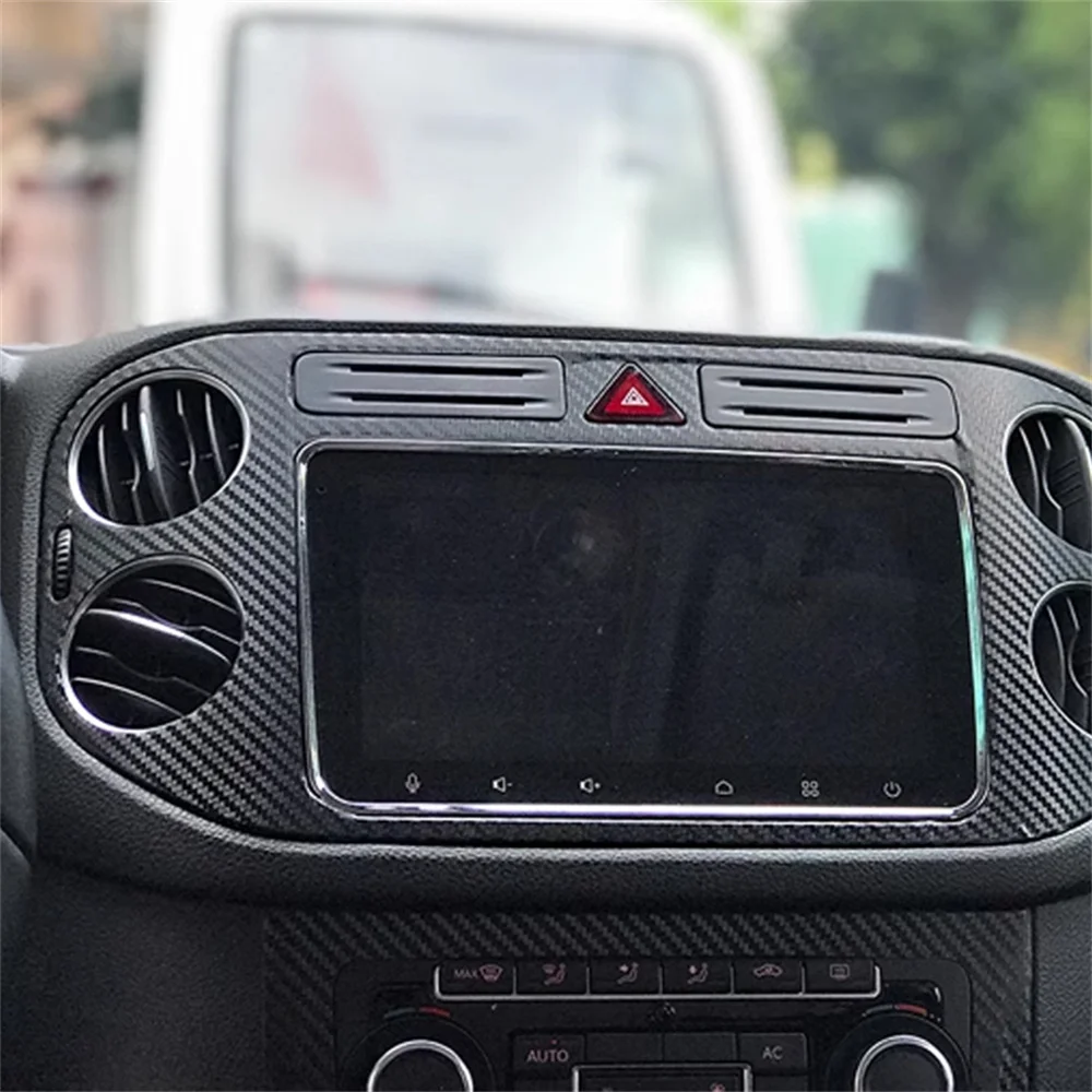 Carbon Fiber Interior car Sticker For Volkswagen Tiguan 2010-2017 Central Console Gear Shift Panel Door Handle Cover Trim