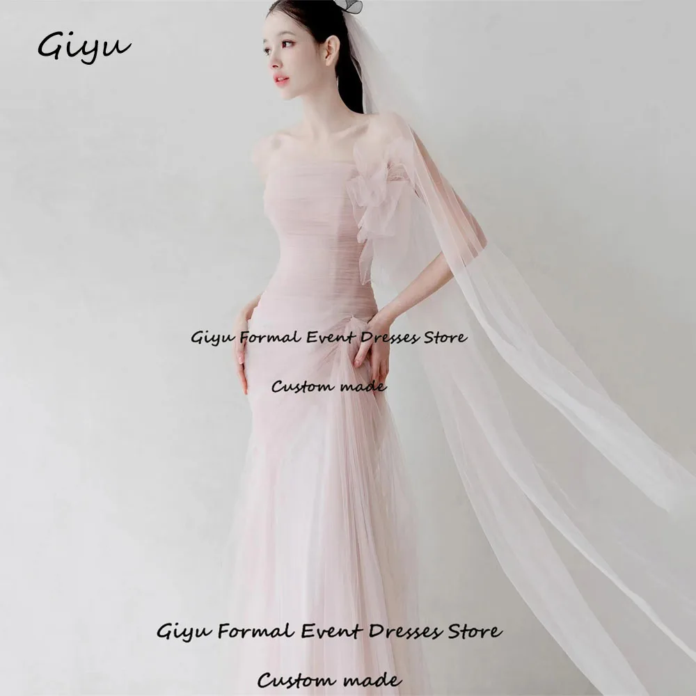 

Giyu Elegant Tulle Korea Wedding Dress Photo Shoot Strapless Floor-Length Evening Gown Dress Vestidos De Noche Elegantes 2024