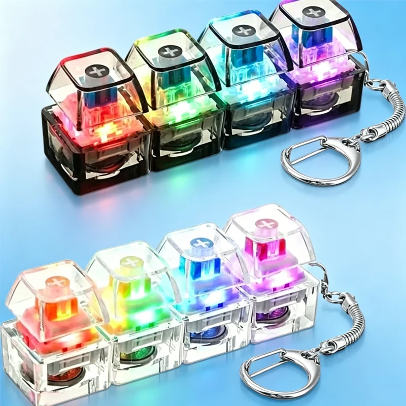 LED Keyboard' Keychain Fidget Toy Crystal Clicker Sensory Toy* for Stress Relief Keyboard Keychain Fidget Gadget for Adults Kid