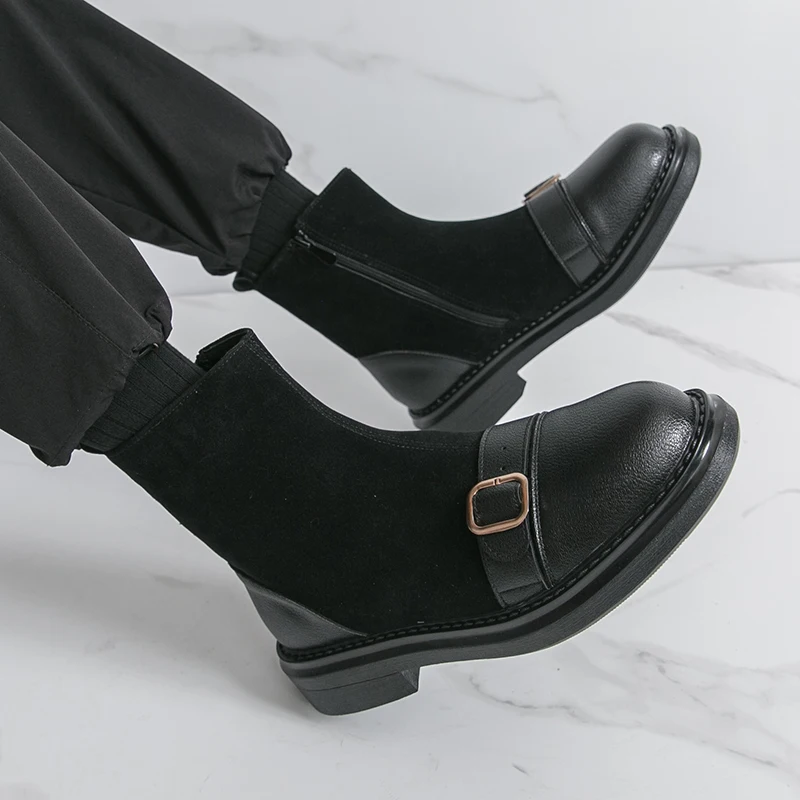 Туфли, кожаные, мужские туфли на липучке, с круглой головкой, дышащие, деловые, повседневные, формальные, из воловьей кожи, для среднего и пожилого возраста, папина ш