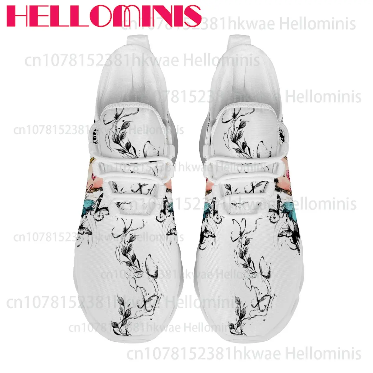 Artistic Insect Figure Print Unisex Hollow Thick Bottom Sneakers Mesh Breathable Daily Casual Shoes Easy To Wear