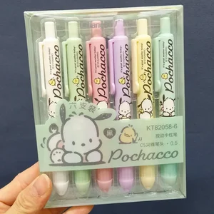 Sanrio Pochacco Cartoon Press Gel Pen, Cão bonito, Kawaii Estudante Papelaria Suprimentos, Presentes por atacado, 0.5mm, 6-12Pcs por caixa 8 principais vendas caneta cao - №8
