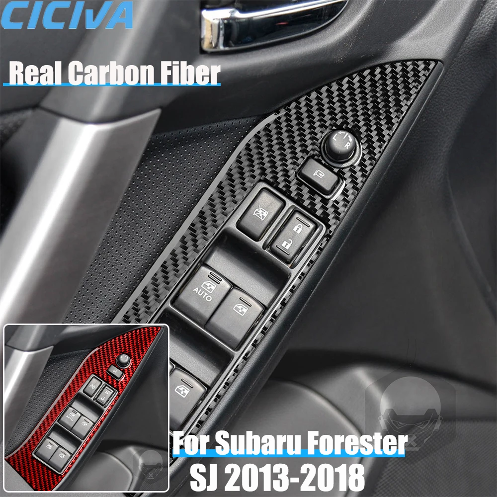 

Real Carbon Fiber Car Accessories Window Lifting Panel Cover Soft Sticker For Subaru Forester SJ 2013 2014 2015 2016 2017 2018