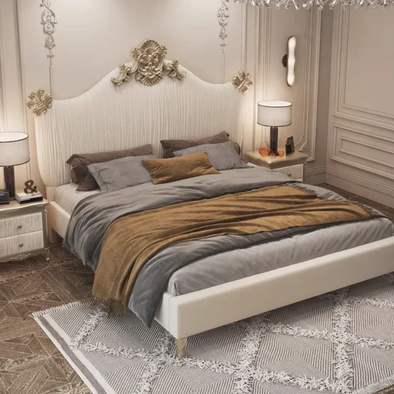 French Light Luxury Bed Modern Simple Bedroom Wedding Minimalist Bed Double Aesthetics Unusual Beliche Lounge Suite Furniture