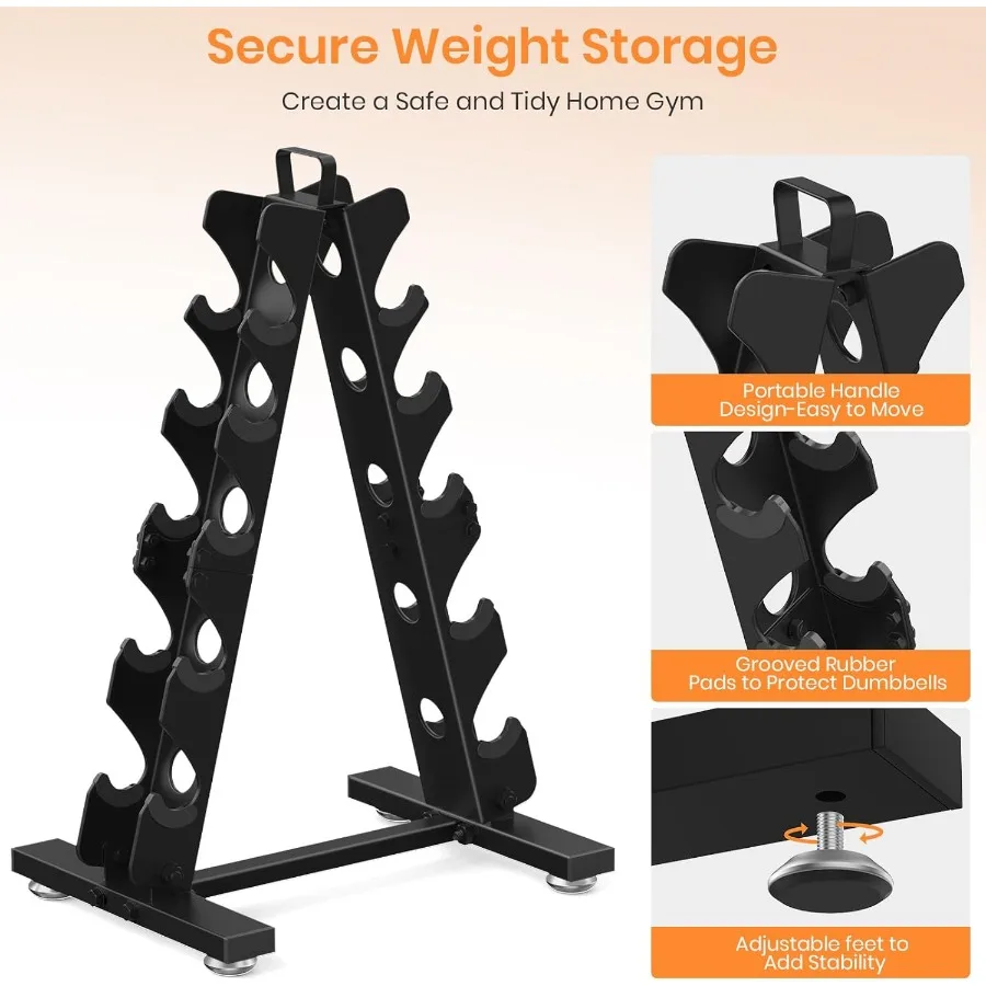 حامل رف أوزان معدني من AFrame لتخزين صالة الألعاب الرياضية المنزلية: منظم مجموعة الدمبل مع مقبض لمعدات تدريب القوة المثالية f