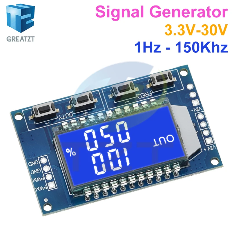 1Hz-150Khz Signal Generator PWM Board Module Pulse Frequency Duty Cycle Adjustable Module LCD Display 3.3V-30V 1Hz - 150Khz