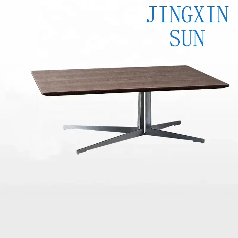 -modern metal Frame Rectangle Shaped solid wood top Coffee Table
